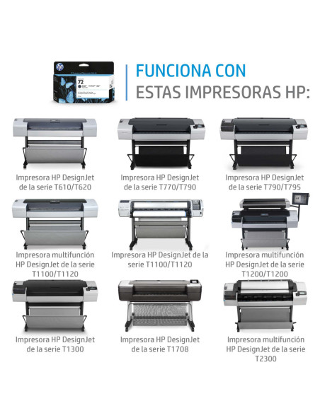 HP Cartucho de tinta DesignJet 72 cian de 130 ml