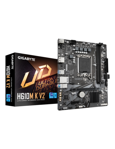 GIGABYTE H610M K V2 Placa base - Procesadores Intel Core 14ª generación, hasta 5600 MHz DDR5, 1xPCIe 3.0 M.2, LAN 1GbE, USB 3.2 