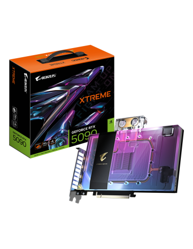 GIGABYTE AORUS GeForce RTX 5090 XTREME WATERFORCE WB 32G Tarjeta Gráfica - 32 GB GDDR7, 512 bits, PCI-E 5.0, 2655 MHz Frecuencia