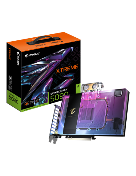 GIGABYTE AORUS GeForce RTX 5090 XTREME WATERFORCE WB 32G Tarjeta Gráfica - 32 GB GDDR7, 512 bits, PCI-E 5.0, 2655 MHz Frecuencia