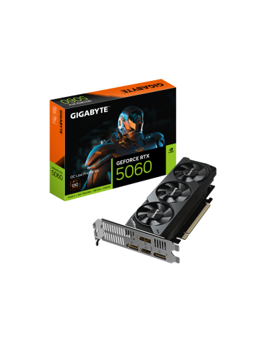 GIGABYTE GeForce RTX 5060 OC Low Profile 8G Tarjeta Gráfica - 8GB GDDR7, 128bit, PCI-E 5.0, 2512 MHz Frecuencia del núcleo, 3 x 