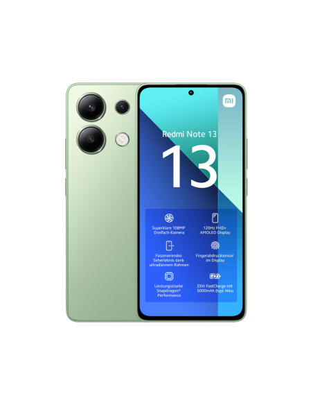 Xiaomi Redmi Note 13 16,9 cm (6.67") Ranura híbrida Dual SIM Android 13 4G USB Tipo C 6 GB 128 GB 5000 mAh Verde, Color menta