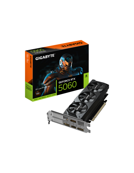 GIGABYTE GeForce RTX 5060 OC Low Profile 8G Tarjeta Gráfica - 8GB GDDR7, 128bit, PCI-E 5.0, 2512 MHz Frecuencia del núcleo, 3 x 