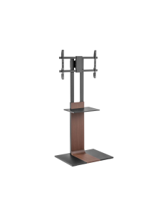 AISENS Soporte de Suelo con Bandeja DVD para Monitor/TV 50kg de 37-86, Negro-Marrón