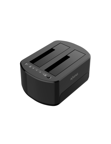 AISENS Estacion de Docking de Doble Bahia ASDS-D03B SATA 2.5/3.5 a USB 3.0/3.1 Gen1, Clone, Negra