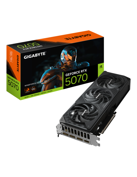 GIGABYTE GeForce RTX 5070 WINDFORCE OC SFF 12G Tarjeta Gráfica - 12GB GDDR7, 192 bits, PCI-E 5.0, 2542 MHz Core Clock, 3 x DP 2.
