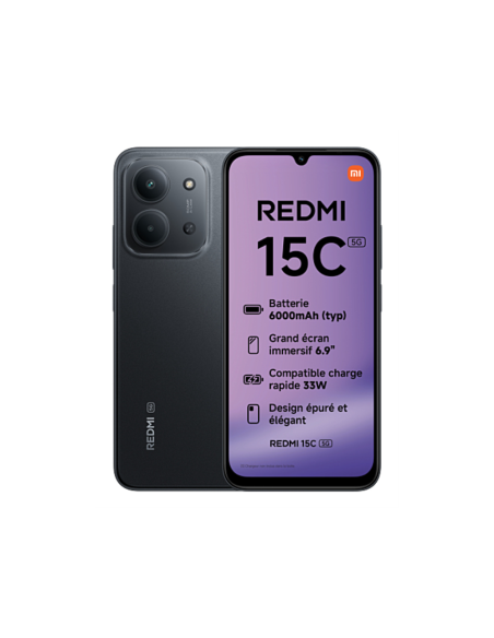 Xiaomi Redmi 15C 5G 17,5 cm (6.9") Ranura híbrida Dual SIM USB Tipo C 4 GB 256 GB 6000 mAh Negro