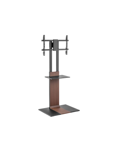 AISENS Soporte de Suelo con Bandeja DVD para Monitor/TV 50kg de 37-86, Negro-Marrón