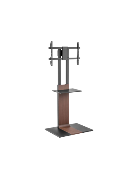 AISENS Soporte de Suelo con Bandeja DVD para Monitor/TV 50kg de 37-86, Negro-Marrón