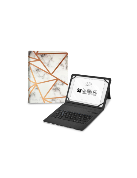 SUBBLIM Funda con Teclado Keytab Pro BT Trendy Marmol Blanco