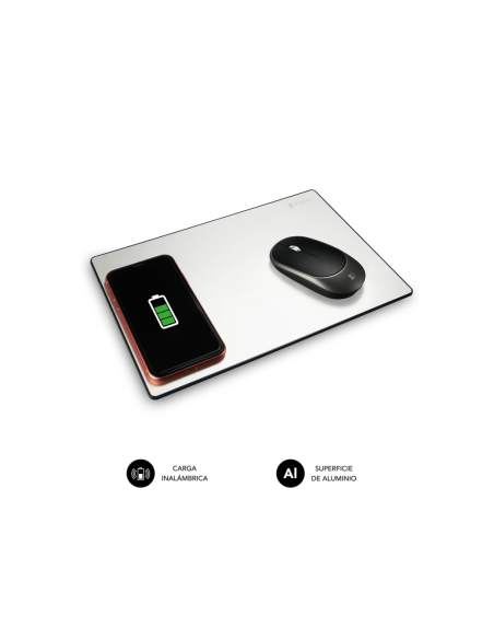 SUBBLIM Alfombrilla con cargador Inalámbrico Mousepad Wireless Charger Aluminum Silver 10W