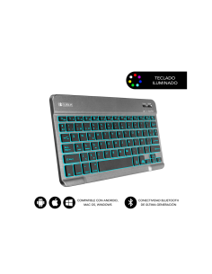 SUBBLIM Teclado Retroiluminado Bluetooth Smart Backlit BT Keyboard Grey