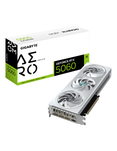 GIGABYTE GeForce RTX 5060 AERO OC 8G Tarjeta Gráfica - 8GB GDDR7, 128bit, PCI-E 5.0, 2595 MHz Frecuencia del núcleo, 3 x Display
