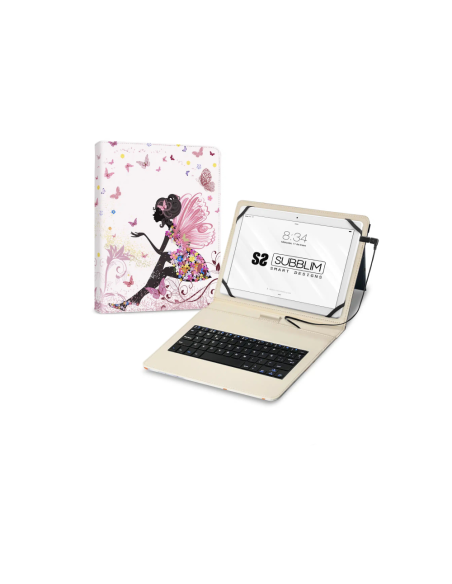 SUBBLIM Funda con Teclado Micro USB – Type C KEYTAB USB 11" Hadas