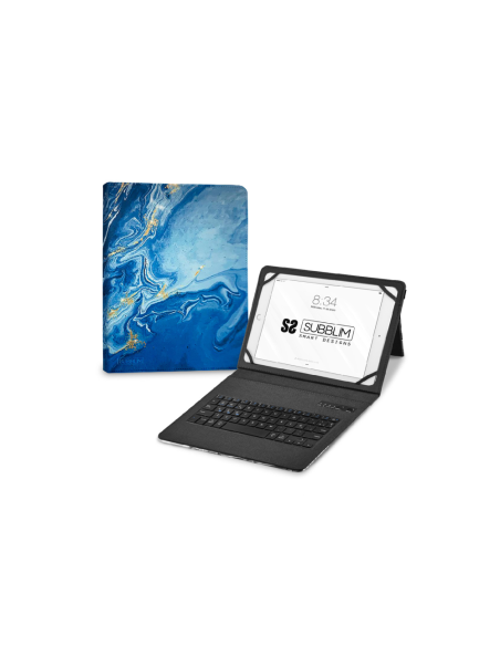 SUBBLIM Funda con Teclado Keytab Pro BT Trendy Marmol Azul