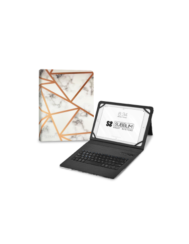 SUBBLIM Funda con Teclado Keytab Pro BT Trendy Marmol Blanco