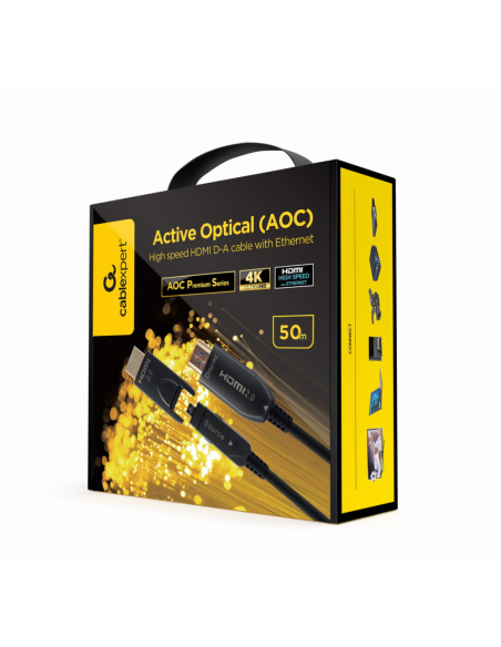 Gembird CCBP-HDMID-AOC-50M cable HDMI HDMI tipo D (Micro) HDMI tipo A (Estándar) Negro