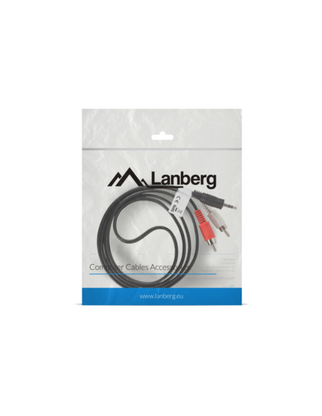 Lanberg CA-MJRC-10CC-0015-BK cable de audio 1,5 m 3,5mm 2 x RCA Negro