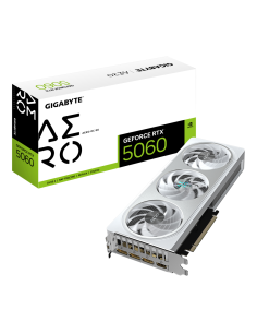 GIGABYTE GeForce RTX 5060 AERO OC 8G Tarjeta Gráfica - 8GB GDDR7, 128bit, PCI-E 5.0, 2595 MHz Frecuencia del núcleo, 3 x Display