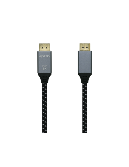 AISENS Cable Displayport V1.4 8k@60hz, DP/M-DP/M, Gris/Negro, 1.0m