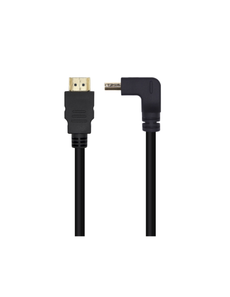 AISENS Cable HDMI V2.0 Acodado Premium Alta Velocidad / HEC 4K@60Hz 18Gbps, A/M-A/M, Negro, 1.0m