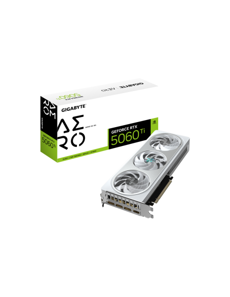 GIGABYTE GeForce RTX 5060 Ti AERO OC 8G Tarjeta Gráfica – 8 GB GDDR7, 128 bits, PCI-E 5.0, 2647 MHz Frecuencia del núcleo, 3 x D