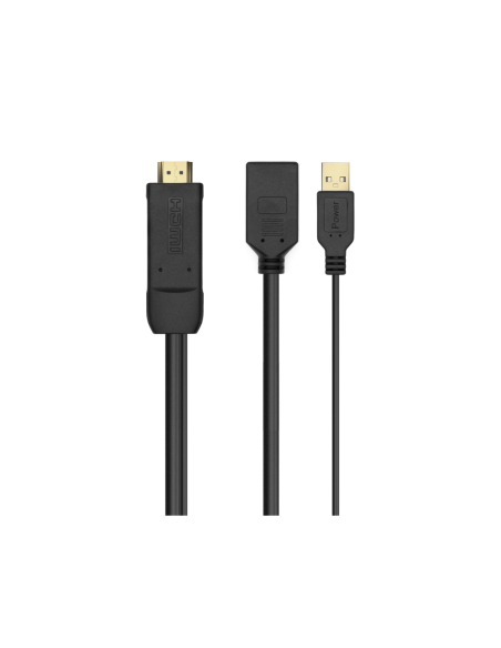 AISENS Conversor Activo HDMI 2.0 + USB Alim. a DISPLAYPORT V1.2, HDMI/M-USB/M-DP/H, Negro, 10CM