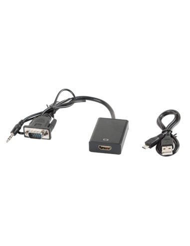 Lanberg AD-0021-BK adaptador de cable de vídeo 0,2 m HDMI tipo A (Estándar) VGA (D-Sub) Negro