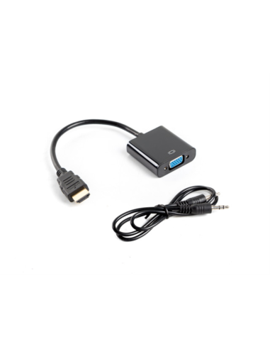 Lanberg AD-0017-BK adaptador de cable de vídeo 0,2 m VGA (D-Sub) HDMI tipo A (Estándar) Negro