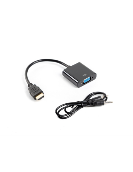 Lanberg AD-0017-BK adaptador de cable de vídeo 0,2 m VGA (D-Sub) HDMI tipo A (Estándar) Negro