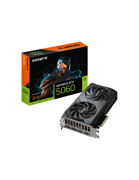 GIGABYTE GeForce RTX 5060 WINDFORCE OC 8G Tarjeta Gráfica - 8GB GDDR7, 128bit, PCI-E 5.0, 2512 MHz Frecuencia del núcleo, 3 x Di