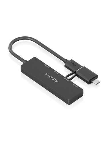 AISENS Hub USB 3.1 USB-C USB-A, USB-C/M+USB-A/M-4xTIPO A/H, Negro, 15cm