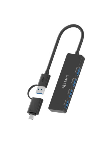 AISENS Hub USB 3.1 USB-C USB-A, USB-C/M+USB-A/M-4xTIPO A/H, Negro, 15cm