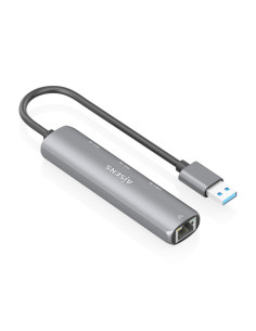 AISENS USB3.0 Dock USB-A A Ethernet Gigabit + Hub 1xUSB-C+2xUSB-A, Gris, 15cm 2