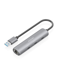 AISENS USB3.0 Dock USB-A A Ethernet Gigabit + Hub 3xUSB-C, Gris, 15cm