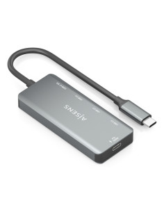 AISENS Hub USB 3.1 USB-C, USB-C/M-1xUSB-C PD 100W+1xUSB-C USB3.0/H+3xUSB-A USB2.0/H, Gris, 15cm 2