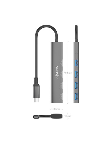 AISENS A109-0943 base para portátil y replicador de puertos Alámbrico USB 3.2 Gen 1 (3.1 Gen 1) Type-C