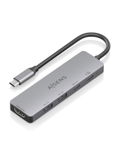 AISENS USB-C Dock 5 en 1, USB-C a 1xHDMI 2xUSB-A 1xUSB-C 1xUSB-C PD, Gris, 15cm