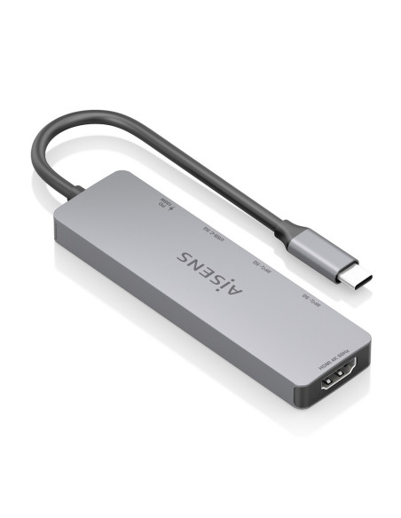 AISENS USB-C Dock 5 en 1, USB-C a 1xHDMI 2xUSB-A 1xUSB-C 1xUSB-C PD, Gris, 15cm