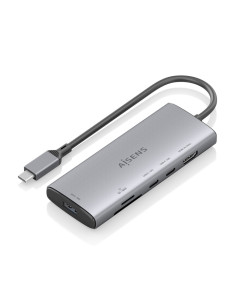 AISENS USB-C Dock 6 en 1, USB-C a 1xHDMI, 1xUSB-A 10G, 2xUSB-C 10G, 1xSD, 1xMicroSD, Gris, 20cm