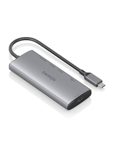 AISENS USB-C Dock 6 en 1, USB-C a 1xHDMI, 1xUSB-A 10G, 2xUSB-C 10G, 1xSD, 1xMicroSD, Gris, 20cm