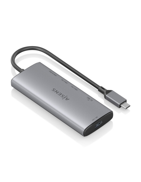 AISENS USB-C Dock 6 en 1, USB-C a 1xHDMI, 1xUSB-A 10G, 2xUSB-C 10G, 1xSD, 1xMicroSD, Gris, 20cm