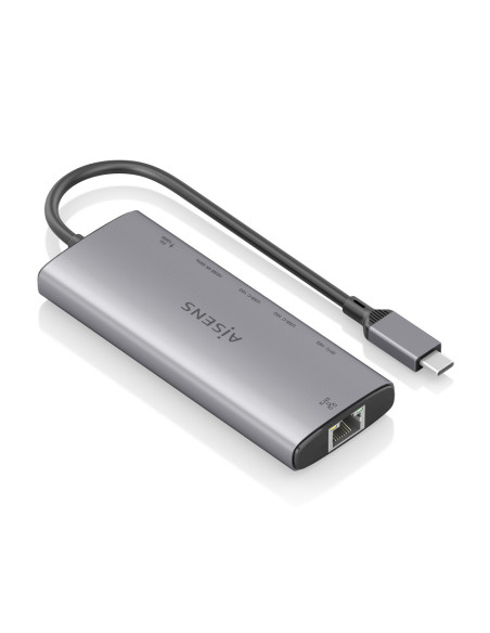 AISENS USB-C Dock 6 en 1, USB-C a 1xHDMI, 1xRJ45, 1xUSB-A 10G, 2xUSB-C 10G, 1xUSB-C PD, Gris, 20cm