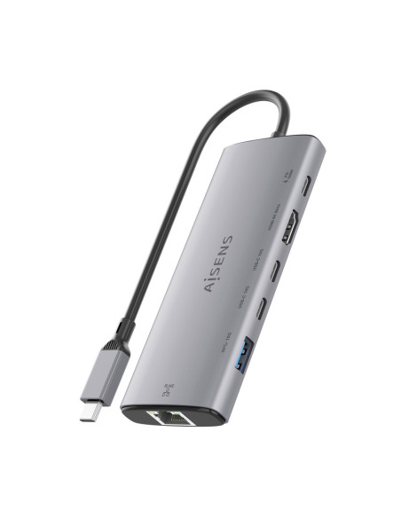 AISENS USB-C Dock 6 en 1, USB-C a 1xHDMI, 1xRJ45, 1xUSB-A 10G, 2xUSB-C 10G, 1xUSB-C PD, Gris, 20cm