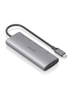 AISENS USB-C Dock 7 en 1, USB-C a 1xHDMI, 1xUSB-A 10G, 2xUSB-C 10G, 1xSD, 1xMicroSD, 1xUSB-C PD 100W, Gris, 20cm 2
