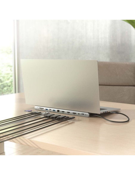 AISENS ASUC-12P020-GR base para portátil y replicador de puertos Alámbrico USB 3.2 Gen 1 (3.1 Gen 1) Type-C