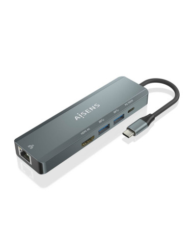 AISENS ASUC-5P011-GR base para portátil y replicador de puertos Alámbrico USB 3.2 Gen 1 (3.1 Gen 1) Type-C
