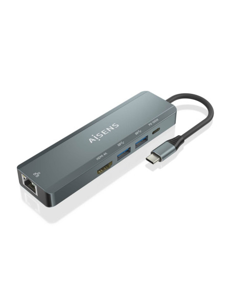 AISENS ASUC-5P011-GR base para portátil y replicador de puertos Alámbrico USB 3.2 Gen 1 (3.1 Gen 1) Type-C