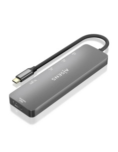 AISENS ASUC-6P016-GR base para portátil y replicador de puertos Alámbrico USB 3.2 Gen 1 (3.1 Gen 1) Type-C 2