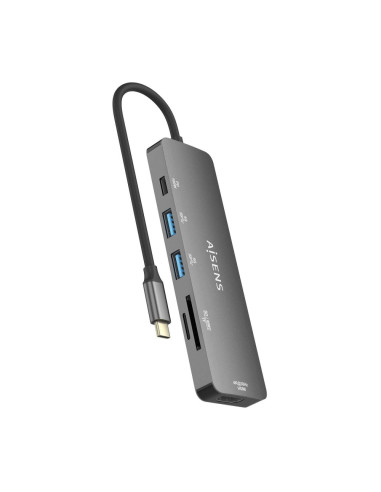 AISENS ASUC-6P016-GR base para portátil y replicador de puertos Alámbrico USB 3.2 Gen 1 (3.1 Gen 1) Type-C